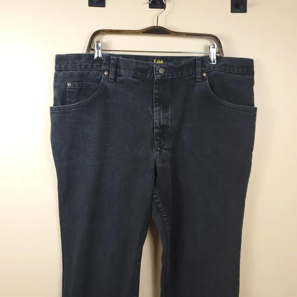LEE Black Wash Relaxed Fit Straight Leg Jeans Size 44x30